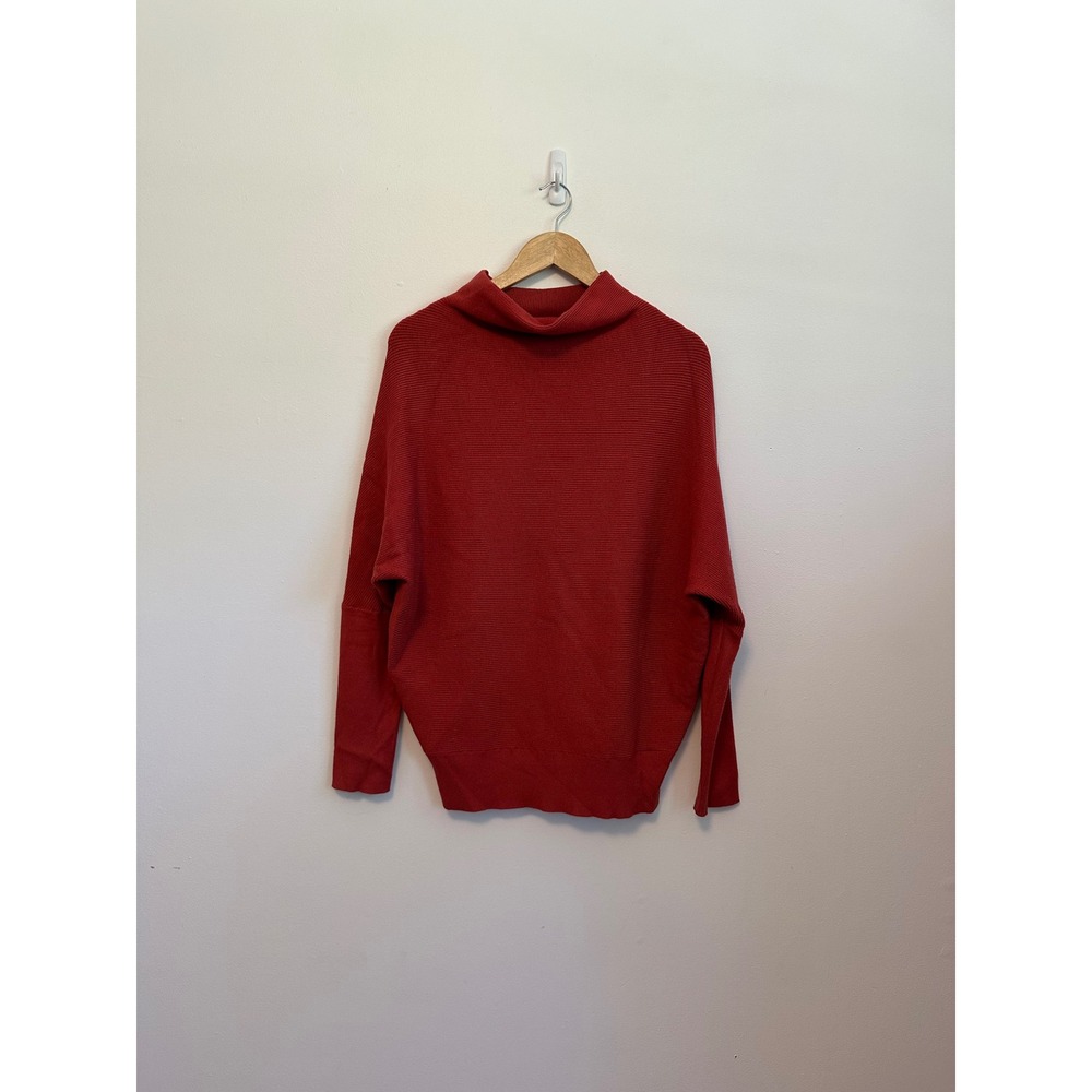 Blue Ivy Burnt Orange Oversized Ribbed Turtleneck Pullover | Size S/M